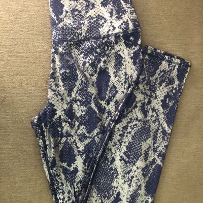 Shiny Look Blue Gray Snakeskin Full Length Leggings - Size L Fits 10-12